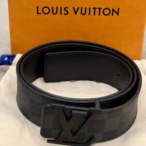 Louis Vuitton Black/ Gray Checkered Men's Belt